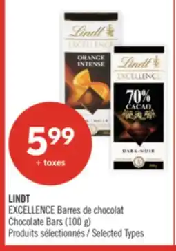 Pharmaprix LINDT EXCELLENCE Barres de chocolat Chocolate Bars offer