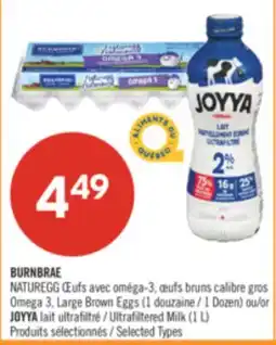 Pharmaprix BURNBRAE NATUREGG Omega 3, Large Brown Eggs (1 Dozen) or JOYYA Ultrafiltered Milk (1 L) offer
