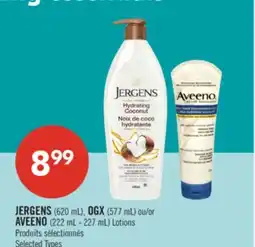 Pharmaprix JERGENS (620 mL), OGX (577 mL) or AVEENO (222 mL - 227 mL) Lotions offer