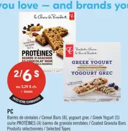 Pharmaprix PC Cereal Bars (8), Greek Yogurt (5) or PROTÉINES (4) Coated Granola Bars offer