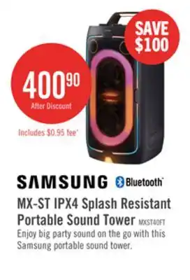 The Brick SAMSUNG MX-ST IPX4 Splash Resistant Portable Sound Tower (MX-ST40F/ZC) offer