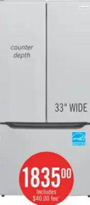 The Brick Frigidaire 33 20 Cu. Ft. Counter-Depth French Door Refrigerator - FRFG2033AV offer