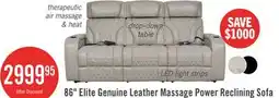 The Brick 86 Elite Genuine Leather Massage Power Reclining Sofa offer