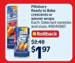 Walmart Pillsbury Ready To Bake Crescents or Wiener Wraps offer