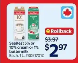 Walmart Sealtest 5% or 10% cream or 1% buttermilk offer