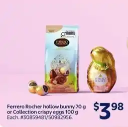 Walmart Ferrero Rocher hollow bunny or Collection crispy eggs offer
