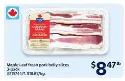 Walmart Maple Leaf fresh pork belly slices 3-pack offer