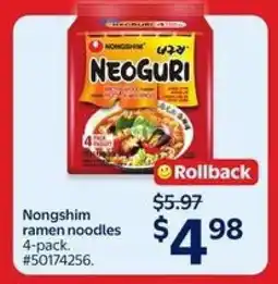 Walmart Nongshim Ramen Noodles 4-Pack offer