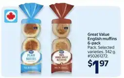 Walmart Great Value English Muffins 6-pack offer