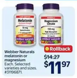 Walmart Webber Naturals Melatonin or Magnesium offer
