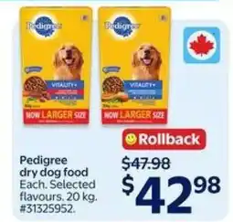 Walmart Pedigree Dry Dog Food offer