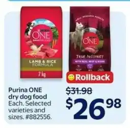 Walmart Purina ONE Dry Dog Food offer