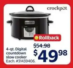 Walmart Crockpot 4-qt. Digital Countdown Slow Cooker offer