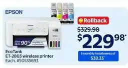 Walmart Epson EcoTank ET-2803 wireless printer offer
