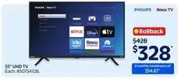 Walmart PHILIPS Roku TV 55 UHD TV offer