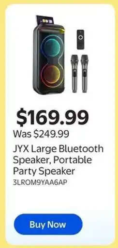 Walmart JYX Large Bluetooth Speaker, Portable Party Speaker offer