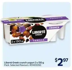 Walmart Liberté Greek crunch yogurt 2 x 130 g offer