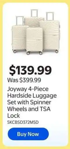Walmart Joyway 4-Piece Hardside Luggage Set offer