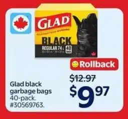 Walmart Glad Black Garbage Bags offer