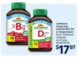 Walmart Jamieson Mega Size Vitamin B12, D3 or Magnesium offer