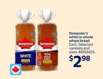 Walmart Dempster's White or Whole Wheat Bread offer