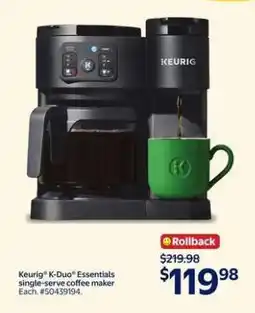 Walmart Keurig K-Duo Essentials Single Serve coffee Maker offer