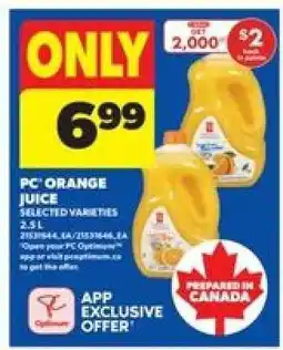 Real Canadian Superstore PC Orange Juice offer