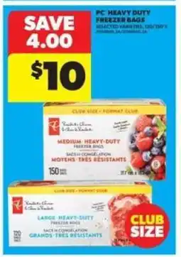 Real Canadian Superstore PC Heavy Duty Freezer Bags offer