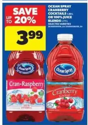 Real Canadian Superstore Ocean Spray Cranberry Cocktails or 100% Juice Blends offer