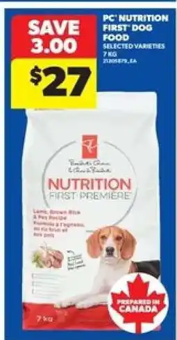 Real Canadian Superstore PC Nutrition First Dog Food offer