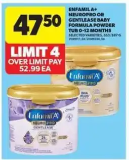 Real Canadian Superstore Enfamil A+ NeuroPro or Gentlease Baby Formula Powder Tub 0-12 Months offer