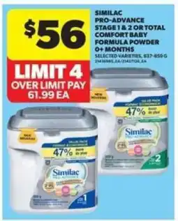 Real Canadian Superstore Similac Pro-Advance Stage 1 & 2 or Total Comfort Baby Formula Powder offer