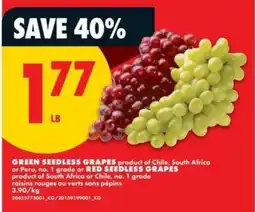 No Frills Green Seedless Grapes / Red Seedless Grapes offer