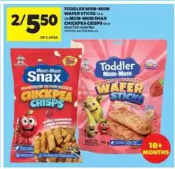Real Canadian Superstore Toddler Mum-Mum Wafer Sticks or Mum-Mum Snax Chickpea Crisps offer