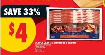 No Frills MAPLE LEAF OR SCHNEIDERS BACON offer