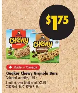 No Frills Quaker Chewy Granola Bars offer
