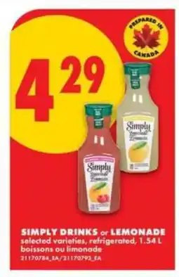 No Frills Simply drinks or lemonade offer