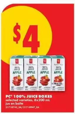 No Frills PC 100% Juice Boxes offer
