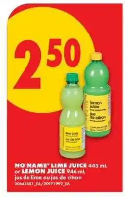 No Frills NO NAME LIME JUICE or LEMON JUICE offer