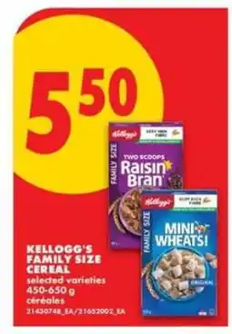 No Frills KELLOGG’S FAMILY SIZE CEREAL offer