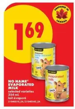 No Frills NO NAME EVAPORATED MILK offer