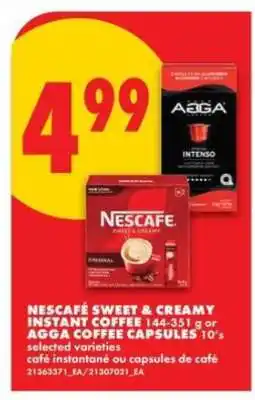 No Frills NESCAFÉ Sweet & Creamy Instant Coffee or AGGA Coffee Capsules offer