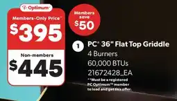 Real Canadian Superstore PC 36 FLAT TOP GRIDDLE, 4 BURNERS, 60,000 BTU'S offer