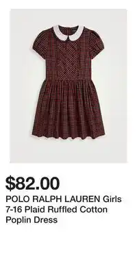 Holt Renfrew POLO RALPH LAUREN Girls 7-16 Plaid Ruffled Cotton Poplin Dress offer