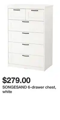 IKEA SONGESAND 6-drawer chest, white offer