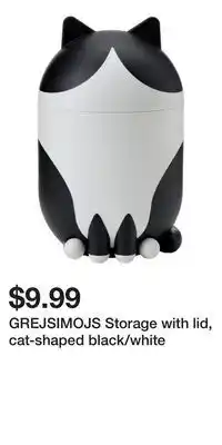 IKEA GREJSIMOJS Storage with lid, cat-shaped black/white offer