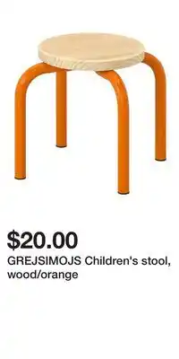 IKEA GREJSIMOJS Children's stool, wood/orange offer