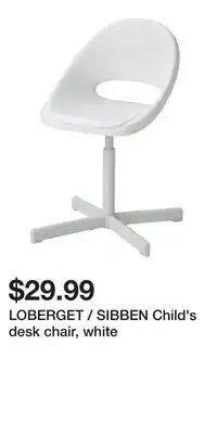 IKEA LOBERGET / SIBBEN Child's desk chair, white offer