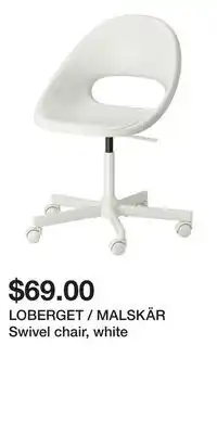 IKEA LOBERGET / MALSKÄR Swivel chair, white offer