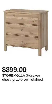 IKEA STOREMOLLA 3-drawer chest, gray-brown stained offer